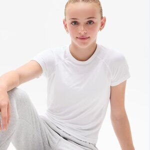 Athleta Girl Power Up Sport Length Tee in White